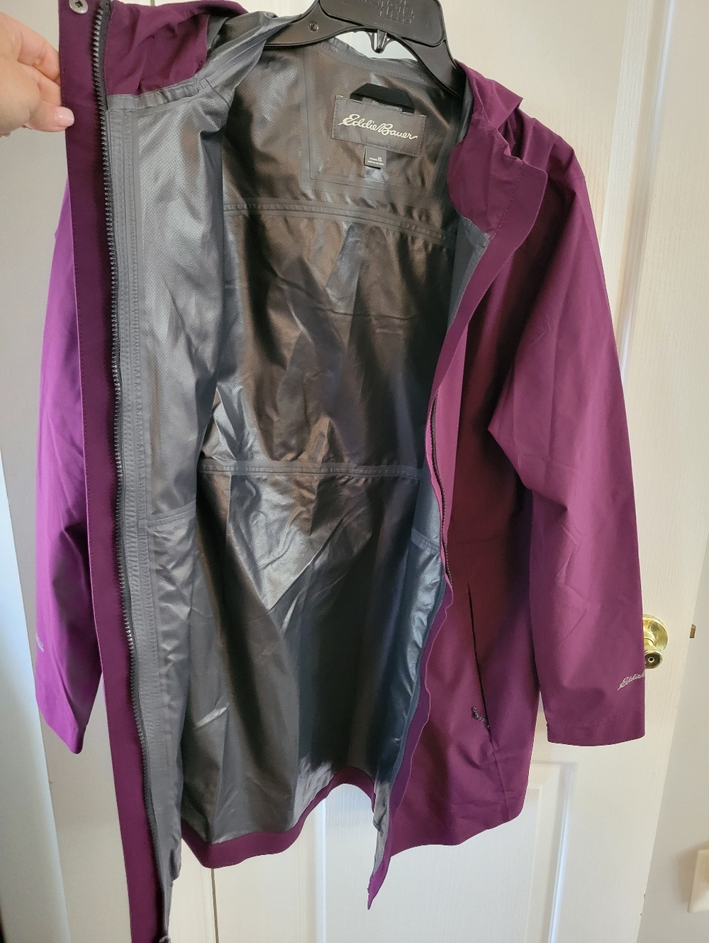 Eddie Bauer Cloud Cap Waterproof Stretch Hooded Rain Parka Women’s XL Purple - Picture 3 of 13